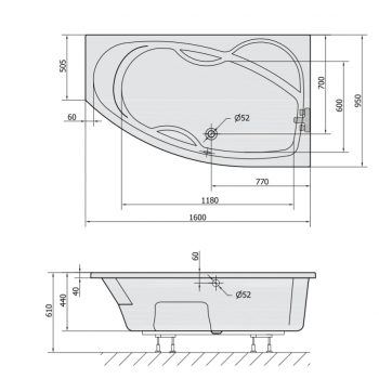 ARMONY 95 x 160 - 100 x 170 VASCA DA BAGNO  