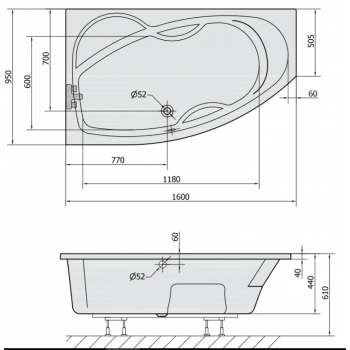 ARMONY 95 x 160 - 100 x 170 VASCA DA BAGNO  