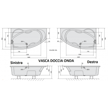 ARMONY 95 x 160  VASCA DOCCIA IDROMASSAGGIO 