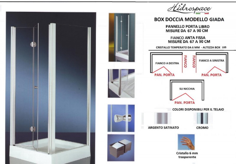 BOX DOCCIA GIADA  DA 68 A 90 CM  