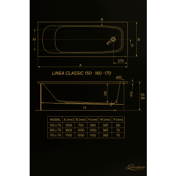 CLASSIC 160 x 70 VASCA DA BAGNO IDROMASSAGGIO RETTANGOLARE  