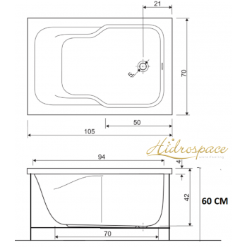 CLASSIC 105 X 70 VASCA DA BAGNO RETTANGOLARE