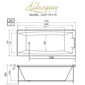 CLEO 170x75 VASCA DA BAGNO IDROMASSAGGIO RETTANGOLARE sche