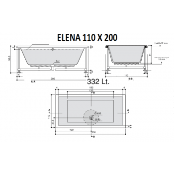 ELENA 185 X 105 - 200 X 110 IDROMASSAGGIO  