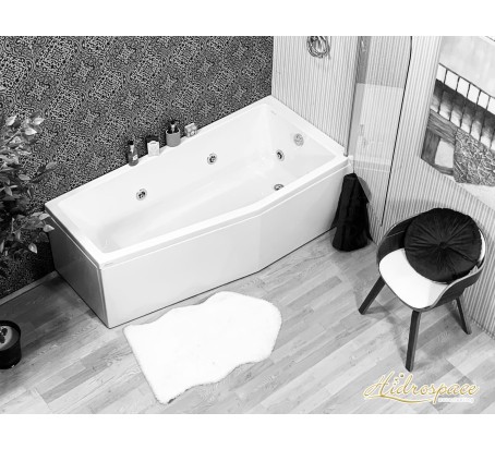 EMANUELA 170 x 80 VASCA DA BAGNO IDROMASSAGGIO ASIMMETRICA DOCCIA 