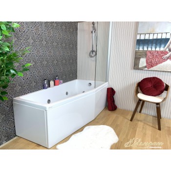 EMANUELA 170 x 80 VASCA DA BAGNO IDROMASSAGGIO ASIMMETRICA DOCCIA 