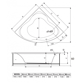 ESSENZIALE 140x140 VASCA DA BAGNO ANGOLARE