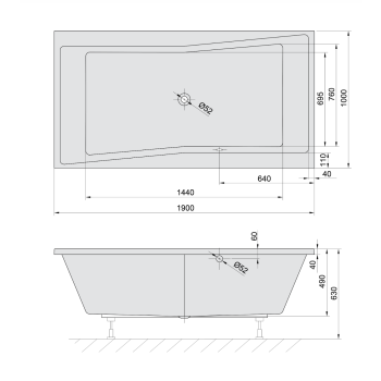FLY DUO 190 x 100 VASCA DA BAGNO RETTANGOLARE