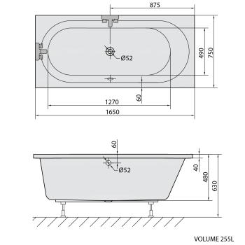GENESIS 165X75-175x80-185x80 VASCA DA BAGNO