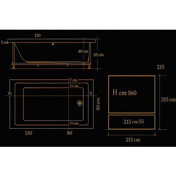 GLORIA 130 X 80 VASCA DA BAGNO BOX DOCCIA 
