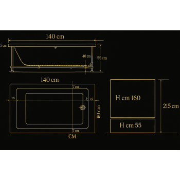 GLORIA 140 X 80 VASCA DA BAGNO BOX DOCCIA 