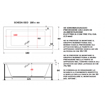 ISEO 180 X 80 RETTANGOLARE DUE POSTI