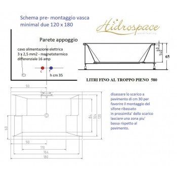 MINIMAL DUO 180 X 120 IDROMASSAGGIO DUE POSTI