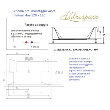 MINIMAL DUO 180x120 VASCA DA BAGNO RETTANGOLARE  