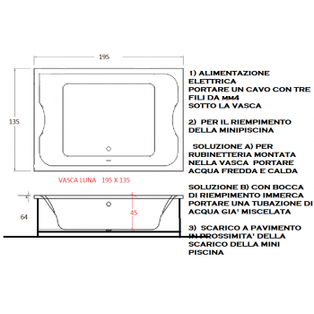 MINIPISCINA LUNA IDROMASSAGGIO 135 X 195 