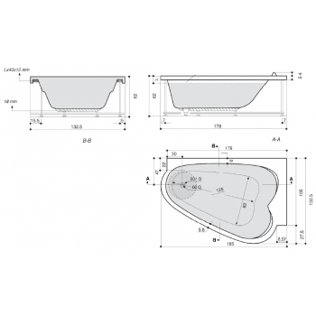 NEW I LOVE 185 X 133 VASCA DA BAGNO 