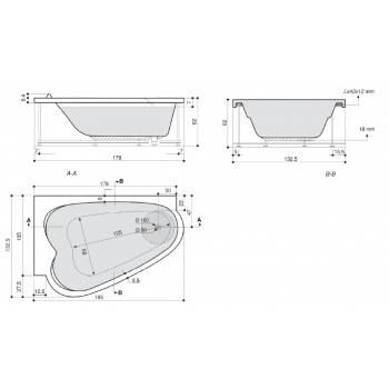 NEW I LOVE 185 X 133 VASCA DA BAGNO 