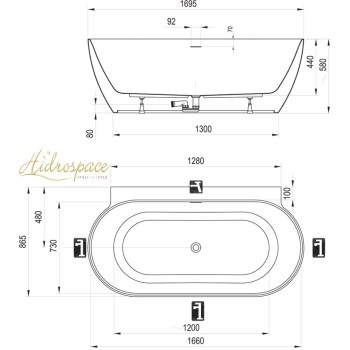 NICOSIA 170 X 87 FREESTANDING IDROMASSAGGIO 