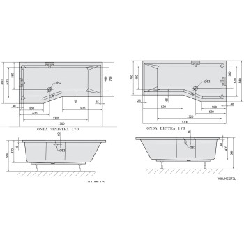 ONDA 85 x 160 -170 IDROMASSAGGIO VASCA DOCCIA