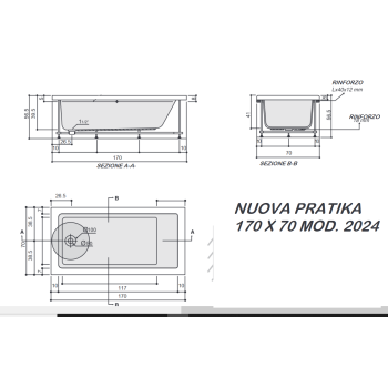 PRATIKA 70 x 170 IDROMASSAGGIO