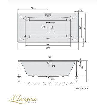 RECTA 170 x 80 VASCA DA BAGNO RETTANGOLARE IDROMASSAGGIO DUE POSTI