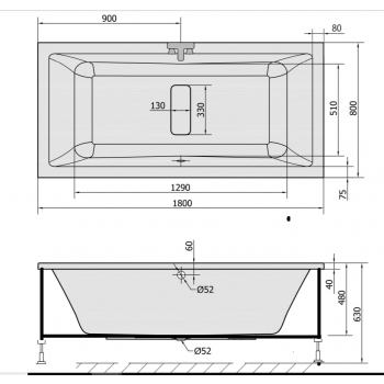 RECTA DUO 170x80 -180X80 - 190x90 VASCA IDROMASSAGGIO RETTANGOLARE  