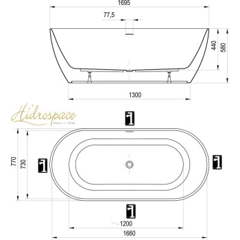 RICCIONE 170 X 77 FREESTANDING IDROMASSAGGIO 