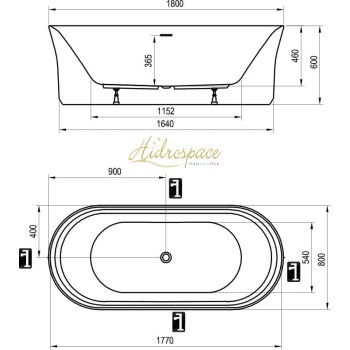 RIMINI 180 X 80 FREESTANDING IDROMASSAGGIO 
