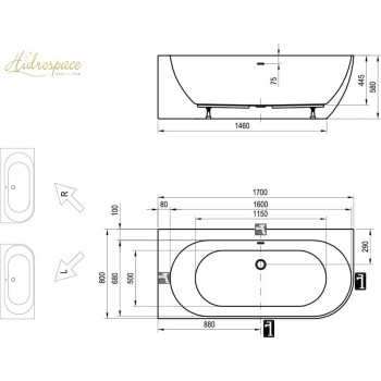 RIVAZZA 170 X 80 FREESTANDING IDROMASSAGGIO 