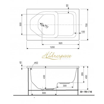 SMALL 105X70 -120X70 - 140X70  VASCA DA BAGNO CON SEDUTA  