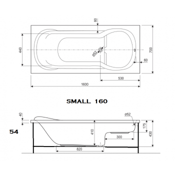SMALL VASCA CON SEDUTA 70 x 160 RETTANGOLARE 
