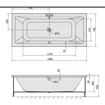 STYLE DUO 180x70 VASCA DA BAGNO RETTANGOLARE 