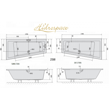 TRIAL 90 X 170 VASCA IDROMASSAGGIO ASIMMETRICA