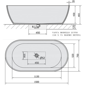 VASCA  LUSSO 150 X 75  A GIORNO 