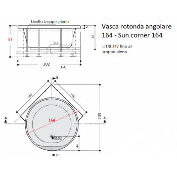 VASCA AD ANGOLO ROTONDA - SUN CORNER 