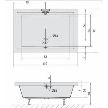 VASCA DOCCIA 100 -110 -120 x (75 o 90) RETTANGOLARE 