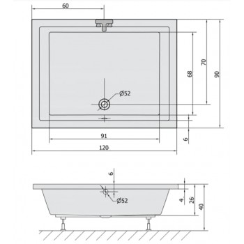 VASCA DOCCIA 100 -110 -120 x (75 o 90) RETTANGOLARE 