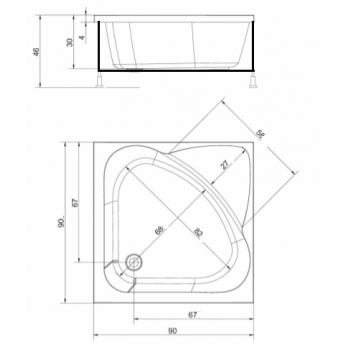 VASCA DOCCIA 90 x 90 QUADRATA 