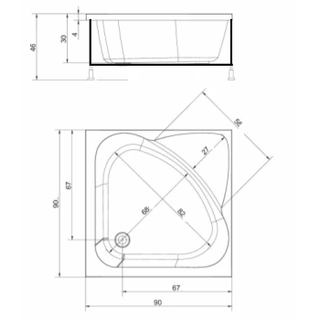 VASCA DOCCIA 90 x 90 QUADRATA 
