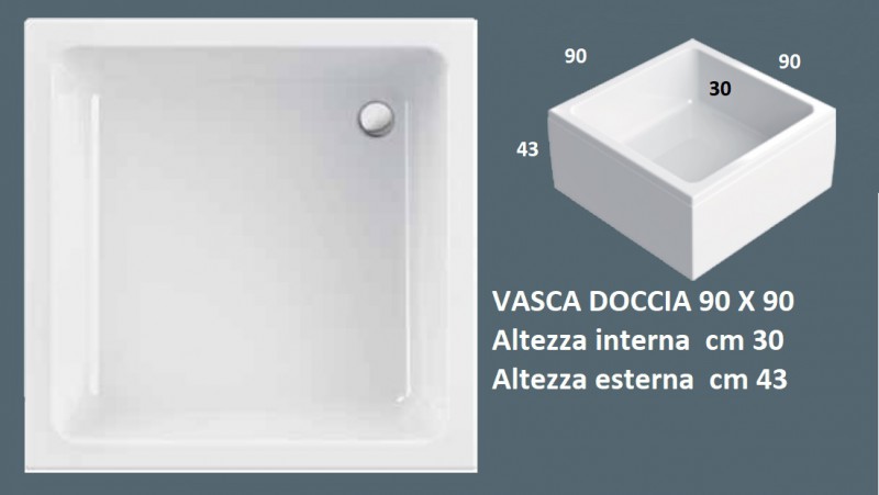 VASCA DOCCIA QUADRATA 90 X 90