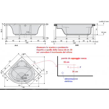 VICTORIA 110 X 110 VASCA DA BAGNO ANGOLARE