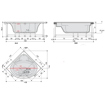 VICTORIA 120 x 120 VASCA BAGNO ANGOLARE