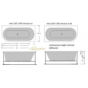 VIVA 165 X 80 VASCA IDROMASSAGGIO SMUSSATA